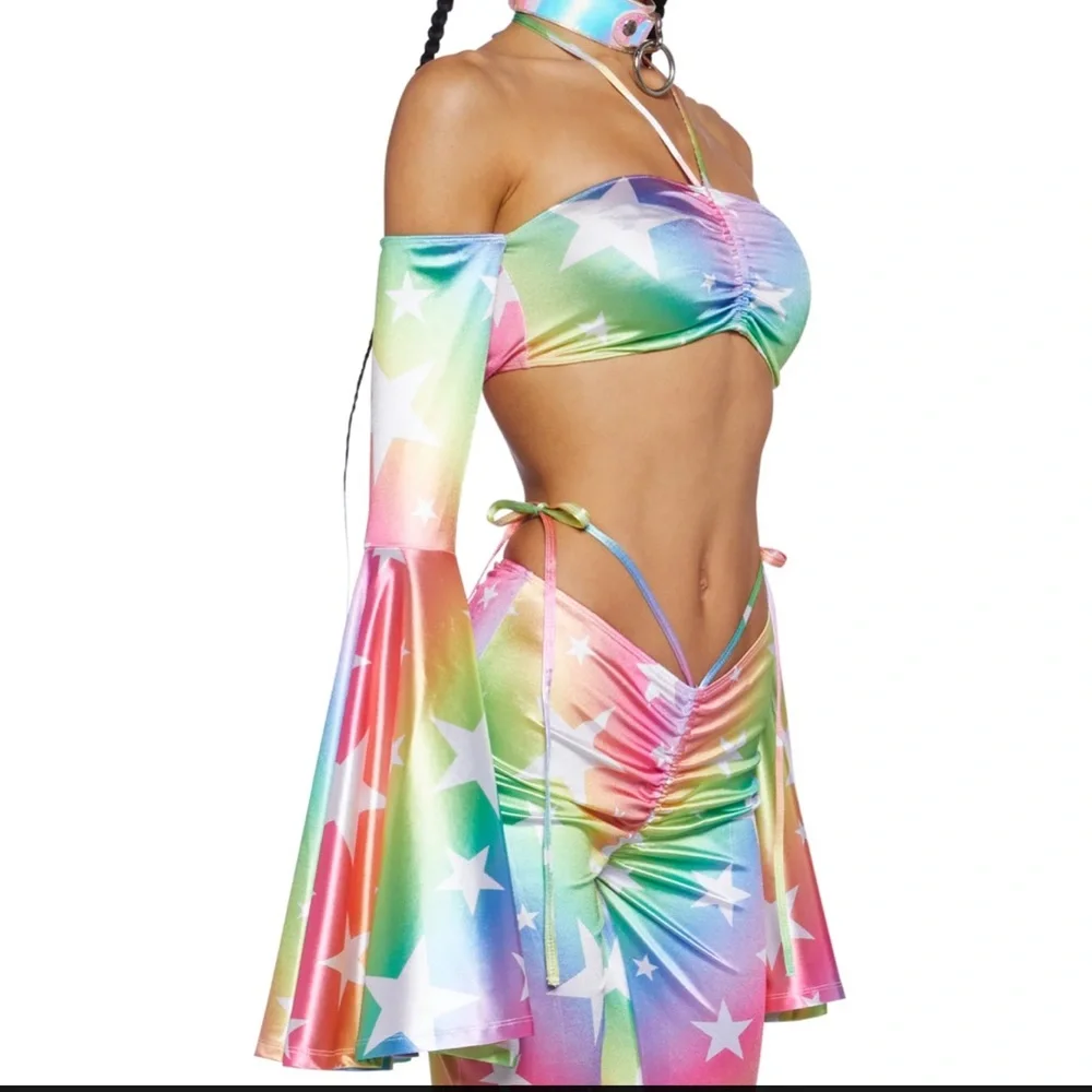 Dolls-kill Celestial Stars Bell Sleeve Top And Super Flare Pant - Picture 2 of 5